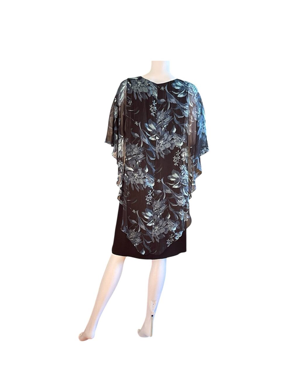 Vintage Glamour Nights Dress With Cape Short Sleeves Size 12
